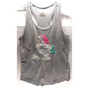 Unicorn Rainbow Tank Small Pink Blue Racerback Sleepwear Gray Bobbie Brooks